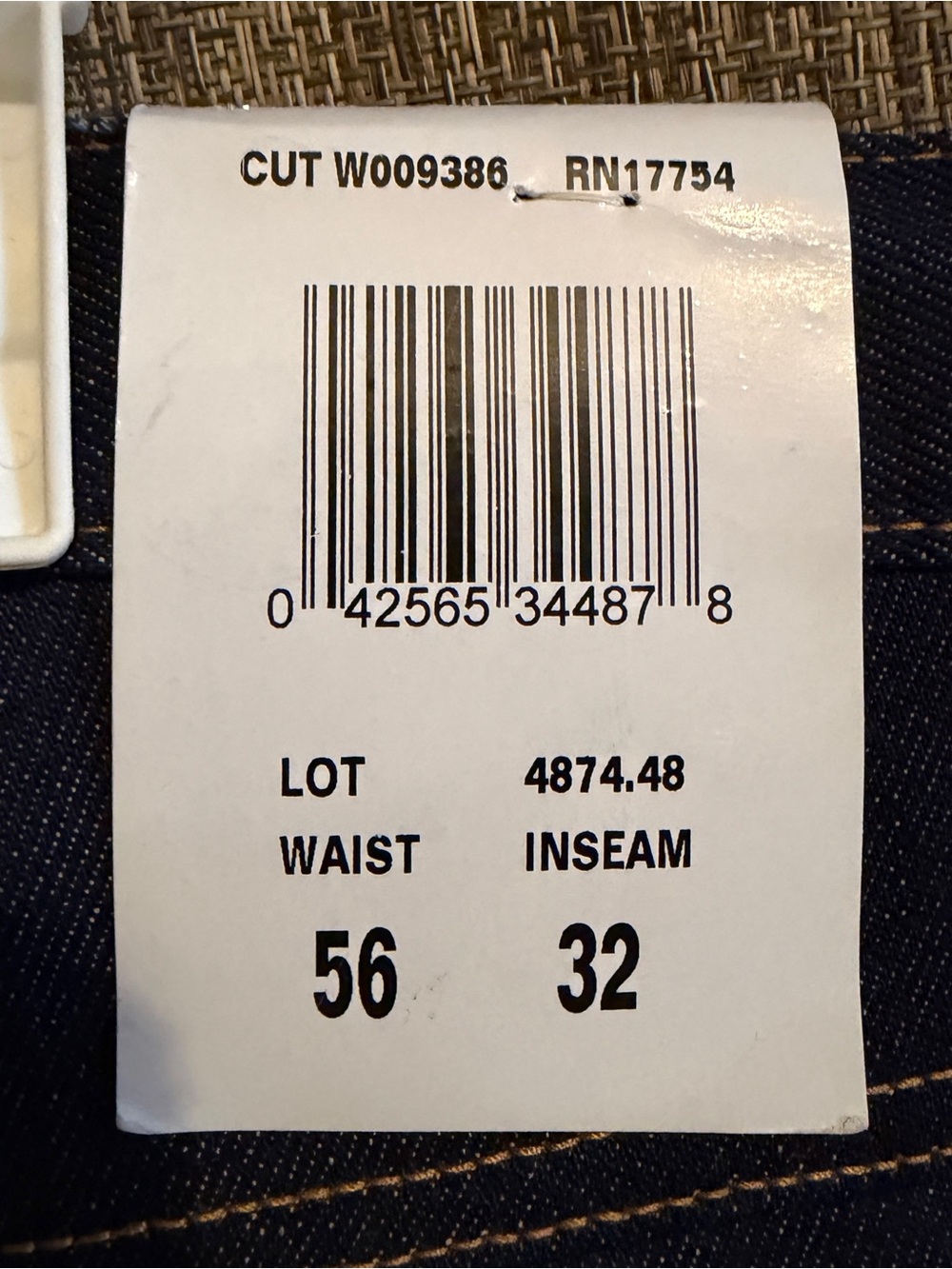 Men's‎ Size 56 X 32” KEY Dark Blue Denim Jeans NEW